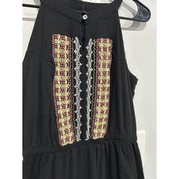 J. Peterman Womens Black Maxi Dress Embroidered Details Halter Neckline Sz 2 - Picture 4 of 9